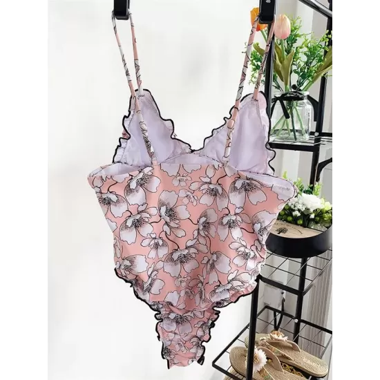 Floral-Print Triangles One-Piece Swimwear Floral-Print Triangles One-Piece Swimwear