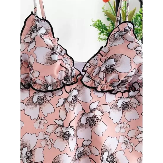 Floral-Print Triangles One-Piece Swimwear Floral-Print Triangles One-Piece Swimwear