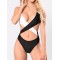 Contrast Color Split-Joint Bandage One-Piece Swimwear