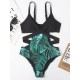Monokini Spaghetti-Neck Monstera Ceriman Color-Block One-Piece Swimwear Monokini Spaghetti-Neck Monstera Ceriman Color-Block One-Piece Swimwear