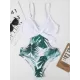 Monokini Spaghetti-Neck Monstera Ceriman Color-Block One-Piece Swimwear Monokini Spaghetti-Neck Monstera Ceriman Color-Block One-Piece Swimwear