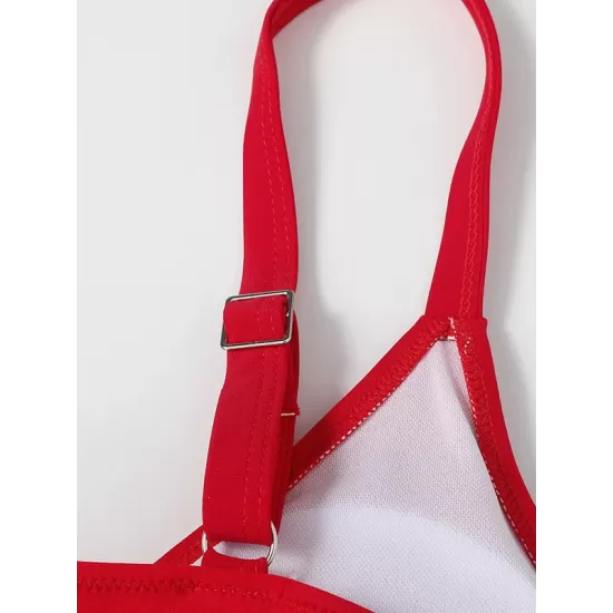 Monokini Spaghetti-Neck Monstera Ceriman Color-Block One-Piece Swimwear Monokini Spaghetti-Neck Monstera Ceriman Color-Block One-Piece Swimwear