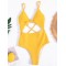 Solid Color Knotted Split One-Piece Swimsuit