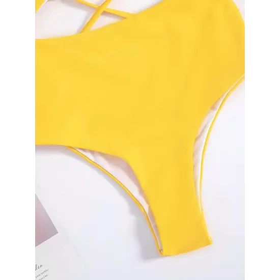 Solid Color Knotted Split One-Piece Swimsuit Solid Color Knotted Split One-Piece Swimsuit