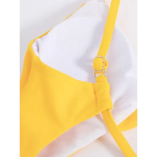 Solid Color Knotted Split One-Piece Swimsuit Solid Color Knotted Split One-Piece Swimsuit