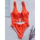 Solid Color Metal Ring One-Piece Swimwear Solid Color Metal Ring One-Piece Swimwear