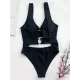 Solid Color Metal Ring One-Piece Swimwear Solid Color Metal Ring One-Piece Swimwear