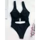 Solid Color Metal Ring One-Piece Swimwear Solid Color Metal Ring One-Piece Swimwear