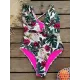 Floral Lion Print Falbala One Shoulder One-Piece Swimsuit Floral Lion Print Falbala One Shoulder One-Piece Swimsuit