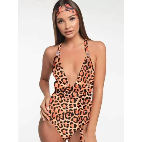 Leopard Backless One-Piece Swimsuit Leopard Backless One-Piece Swimsuit