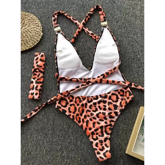 Leopard Backless One-Piece Swimsuit Leopard Backless One-Piece Swimsuit