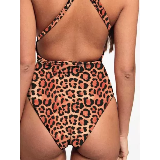Leopard Backless One-Piece Swimsuit Leopard Backless One-Piece Swimsuit