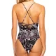 Floral Printed Plunging Backless One-Piece Swimsuit Floral Printed Plunging Backless One-Piece Swimsuit