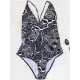 Floral Printed Plunging Backless One-Piece Swimsuit Floral Printed Plunging Backless One-Piece Swimsuit