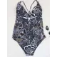 Floral Printed Plunging Backless One-Piece Swimsuit Floral Printed Plunging Backless One-Piece Swimsuit