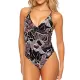 Floral Printed Plunging Backless One-Piece Swimsuit Floral Printed Plunging Backless One-Piece Swimsuit