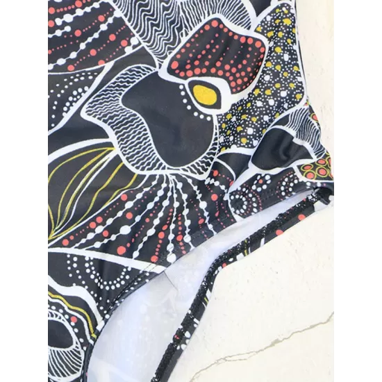 Floral Printed Plunging Backless One-Piece Swimsuit Floral Printed Plunging Backless One-Piece Swimsuit