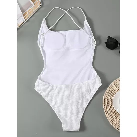 Strapless Solid Color Backless Slim Halterneck One-Piece Swimwear Strapless Solid Color Backless Slim Halterneck One-Piece Swimwear