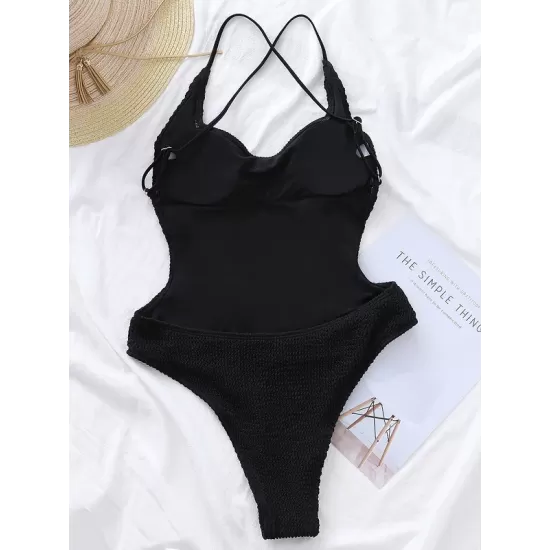 Strapless Solid Color Backless Slim Halterneck One-Piece Swimwear Strapless Solid Color Backless Slim Halterneck One-Piece Swimwear