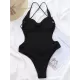 Strapless Solid Color Backless Slim Halterneck One-Piece Swimwear Strapless Solid Color Backless Slim Halterneck One-Piece Swimwear
