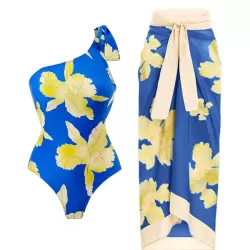 One Shoulder Bowknot One Piece Swimsuit