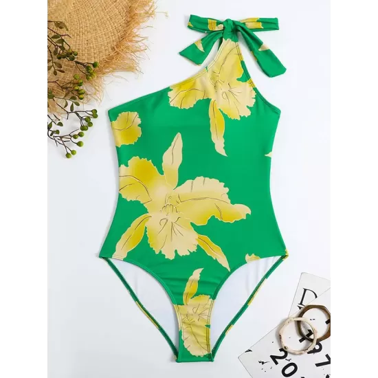 One Shoulder Bowknot One Piece Swimsuit One Shoulder Bowknot One Piece Swimsuit