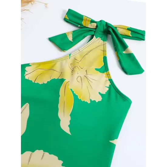 One Shoulder Bowknot One Piece Swimsuit One Shoulder Bowknot One Piece Swimsuit
