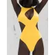 Bandage Plain Yellow One-piece Swimwear Bandage Plain Yellow One-piece Swimwear