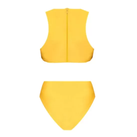 Bandage Plain Yellow One-piece Swimwear Bandage Plain Yellow One-piece Swimwear