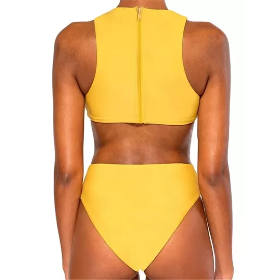 Bandage Plain Yellow One-piece Swimwear Bandage Plain Yellow One-piece Swimwear