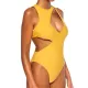 Bandage Plain Yellow One-piece Swimwear Bandage Plain Yellow One-piece Swimwear