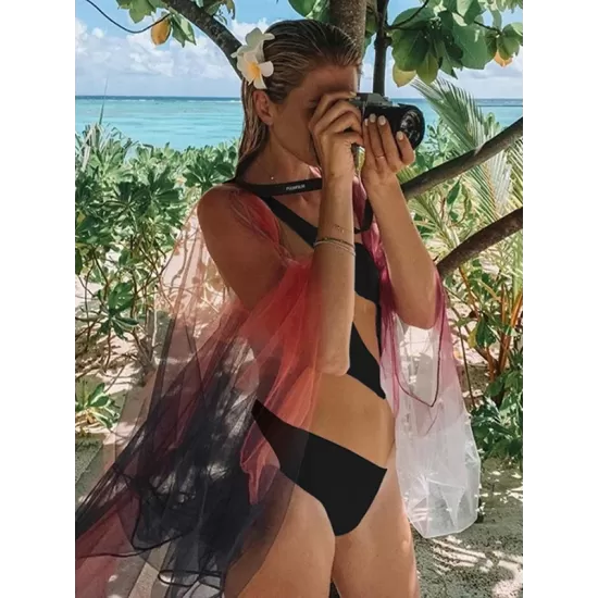 Sleeveless Mesh One-Shoulder Solid Color Split-Joint One-Piece Swimwear Sleeveless Mesh One-Shoulder Solid Color Split-Joint One-Piece Swimwear