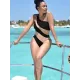 Sleeveless Mesh One-Shoulder Solid Color Split-Joint One-Piece Swimwear Sleeveless Mesh One-Shoulder Solid Color Split-Joint One-Piece Swimwear