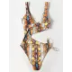 Sleeveless Printing Hollow Bandage Monokini Swimwear Sleeveless Printing Hollow Bandage Monokini Swimwear