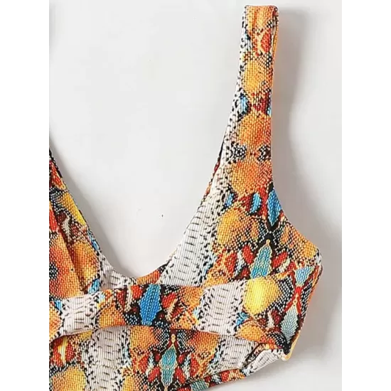 Sleeveless Printing Hollow Bandage Monokini Swimwear Sleeveless Printing Hollow Bandage Monokini Swimwear