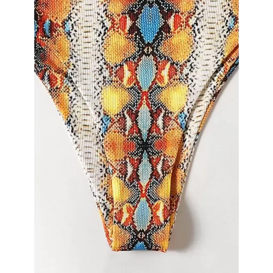 Sleeveless Printing Hollow Bandage Monokini Swimwear Sleeveless Printing Hollow Bandage Monokini Swimwear