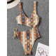 Sleeveless Printing Hollow Bandage Monokini Swimwear Sleeveless Printing Hollow Bandage Monokini Swimwear