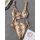 Sleeveless Printing Hollow Bandage Monokini Swimwear Sleeveless Printing Hollow Bandage Monokini Swimwear