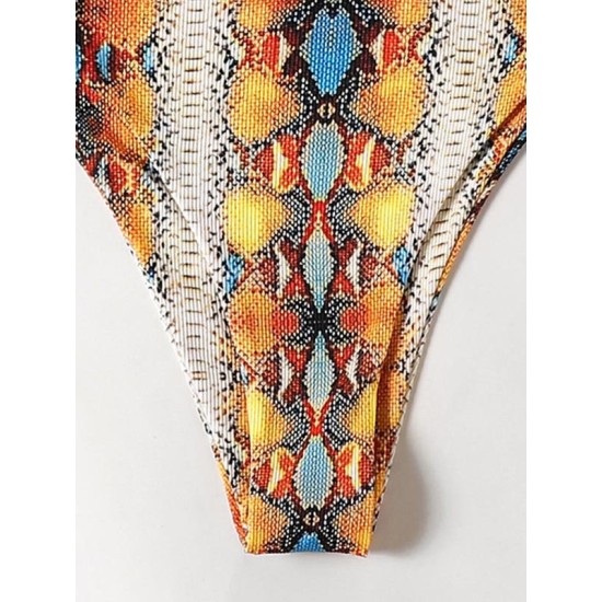 Sleeveless Printing Hollow Bandage Monokini Swimwear Sleeveless Printing Hollow Bandage Monokini Swimwear