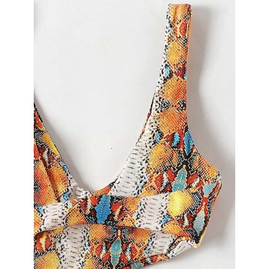 Sleeveless Printing Hollow Bandage Monokini Swimwear Sleeveless Printing Hollow Bandage Monokini Swimwear