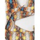 Sleeveless Printing Hollow Bandage Monokini Swimwear Sleeveless Printing Hollow Bandage Monokini Swimwear