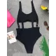 Adjusting Buckle Bandage Hollow One-Piece Swimwear Adjusting Buckle Bandage Hollow One-Piece Swimwear