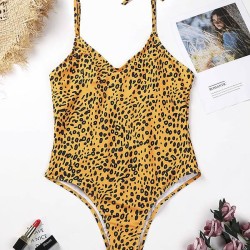 Leopard Print Knotted One-Piece Swimwear