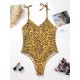 Leopard Print Knotted One-Piece Swimwear Leopard Print Knotted One-Piece Swimwear