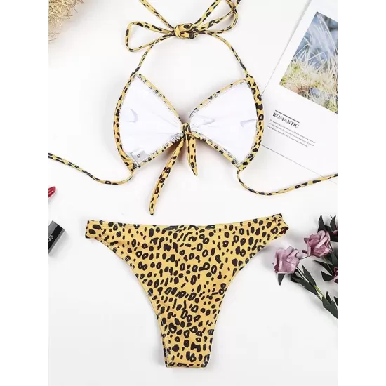 Leopard Print Knotted One-Piece Swimwear Leopard Print Knotted One-Piece Swimwear
