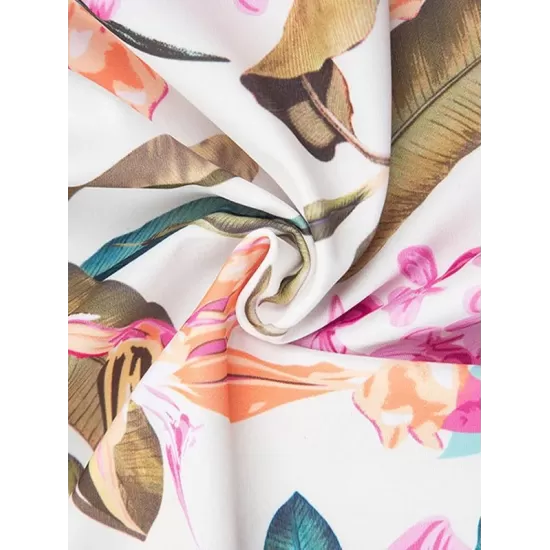 Floral-Print Bandage Hollow Split Bikini Swimsuit Floral-Print Bandage Hollow Split Bikini Swimsuit