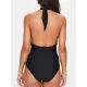 Solid Color Tasseled Hollow Split-Join One-Piece Swimwear Solid Color Tasseled Hollow Split-Join One-Piece Swimwear