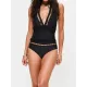 Solid Color Tasseled Hollow Split-Join One-Piece Swimwear Solid Color Tasseled Hollow Split-Join One-Piece Swimwear