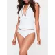 Solid Color Tasseled Hollow Split-Join One-Piece Swimwear Solid Color Tasseled Hollow Split-Join One-Piece Swimwear
