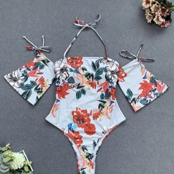 Floral-Print  Off-The-Shoulder One-Piece Swimsuit